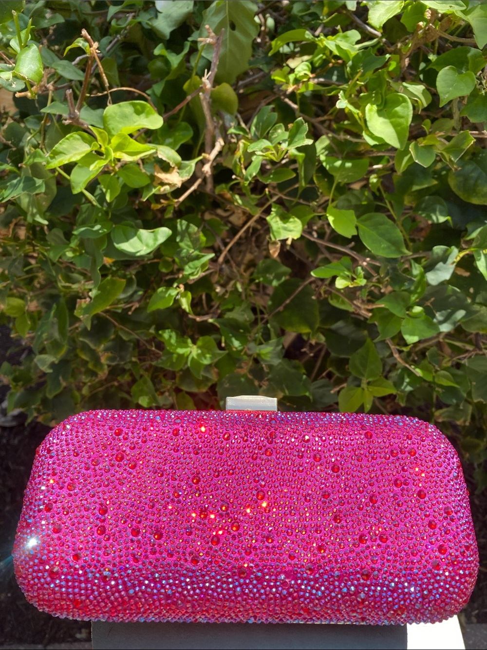 Embellished Pink Crystal Clutch - Designer Style Evening Bag